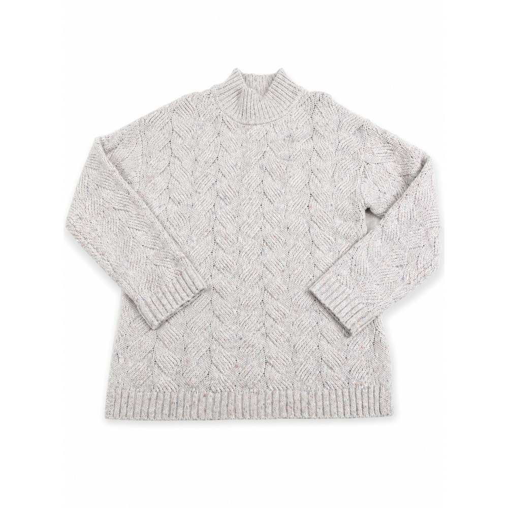 Joie Womens Large Cable Knit Confetti Mock Neck Sweater Cream Multi Color - Picture 2 of 9